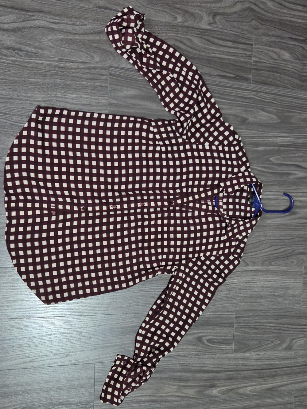 NWOT - The Limited Burgundy and Cream Gingham Button-Down Shirt - XS